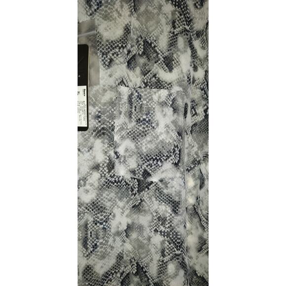 Kardashian Kollection Tunic Sheer Blouse BLACK WHITE NAVY PYTHON Snakeskin Sz XL - Picture 7 of 16